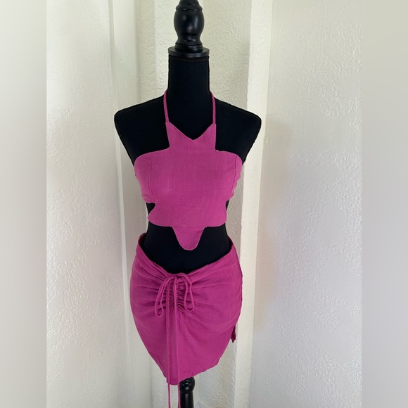 Linen Crop Top Skirt Set - Picture 4 of 5